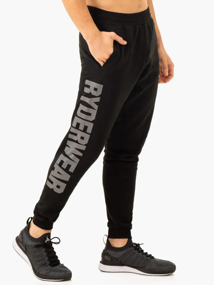 Gym Pants Mens Ryderwear Heritage Fleece Track Pants Black