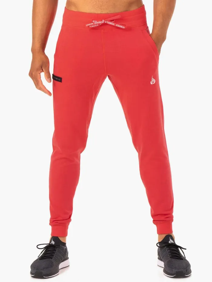 Gym Pants Mens Ryderwear Recharge Tapered Track Pant Red