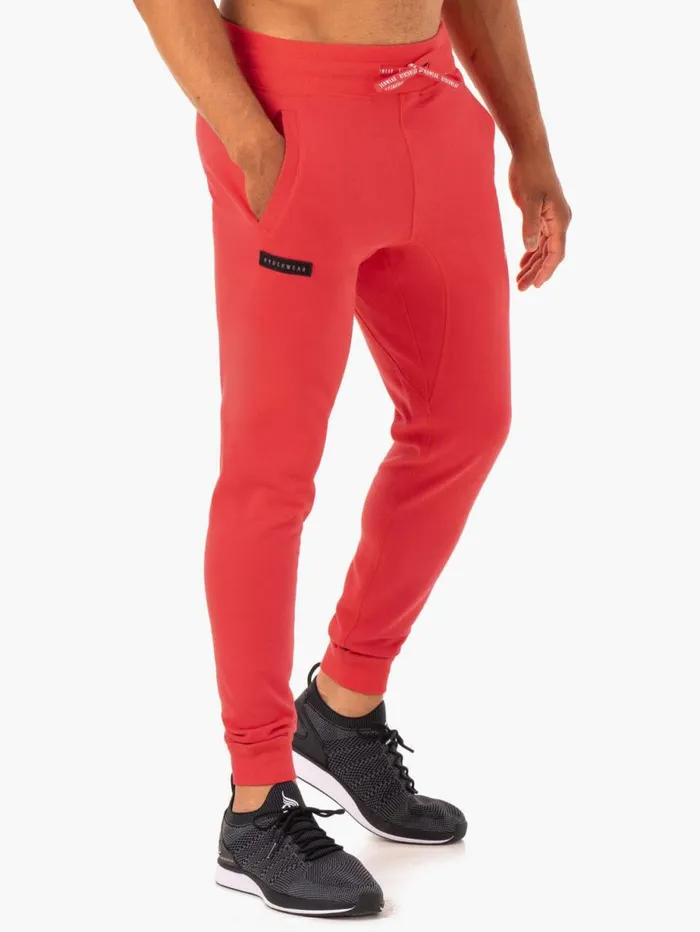 Gym Pants Mens Ryderwear Recharge Tapered Track Pant Red