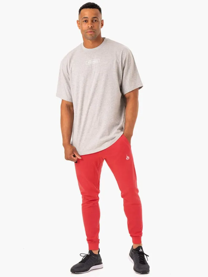 Gym Pants Mens Ryderwear Recharge Tapered Track Pant Red