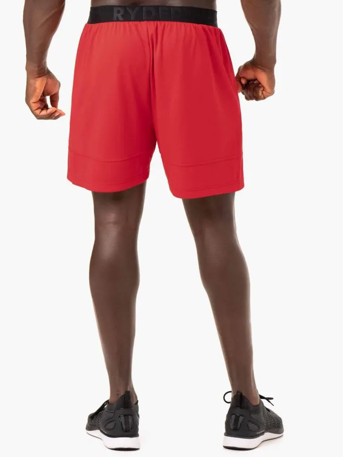 Gym Shorts Mens Ryderwear Action Mesh Short Red