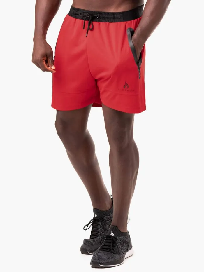 Gym Shorts Mens Ryderwear Action Mesh Short Red