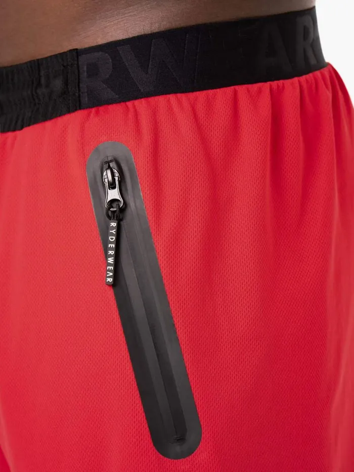 Gym Shorts Mens Ryderwear Action Mesh Short Red