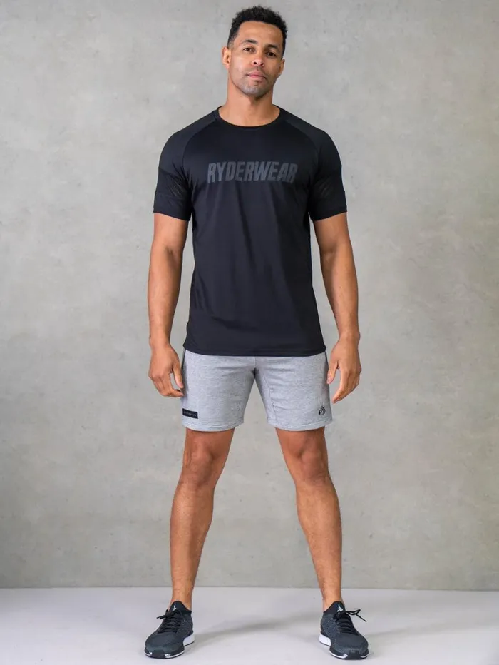 Gym Shorts Mens Ryderwear Endurance Track Shorts Grey Marl