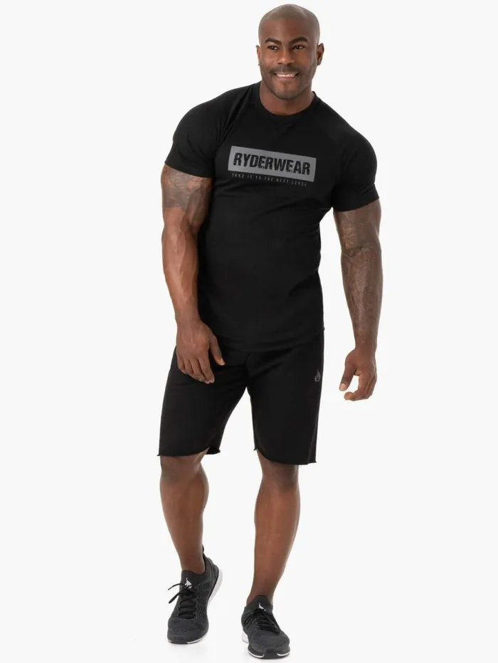 Gym Shorts Mens Ryderwear Iron Track Shorts Black