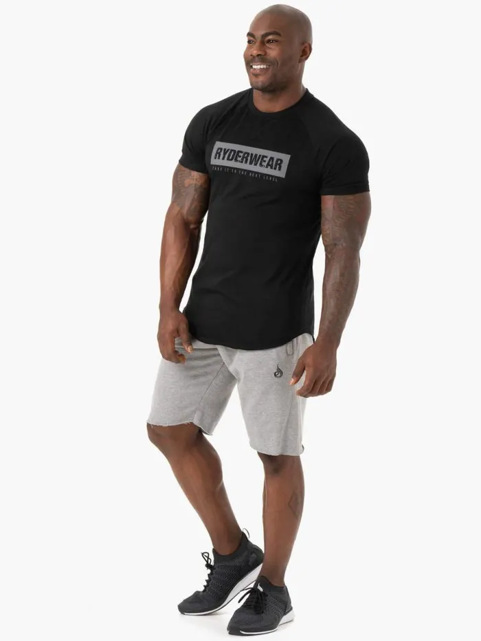 Gym Shorts Mens Ryderwear Iron Track Shorts Grey Marl