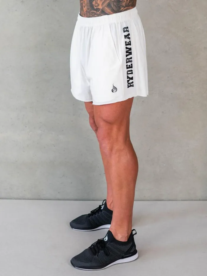 Gym Shorts Mens Ryderwear Octane Arnie Shorts Off White