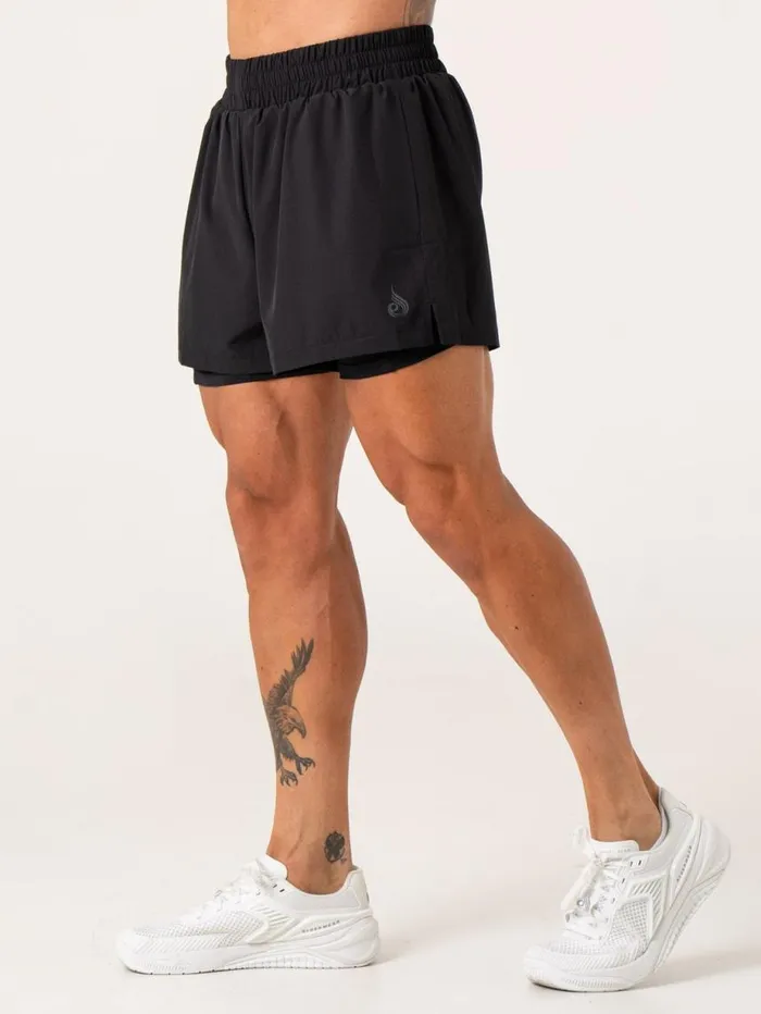 Gym Shorts Mens Ryderwear Pursuit 2 In 1 Training Shorts Black