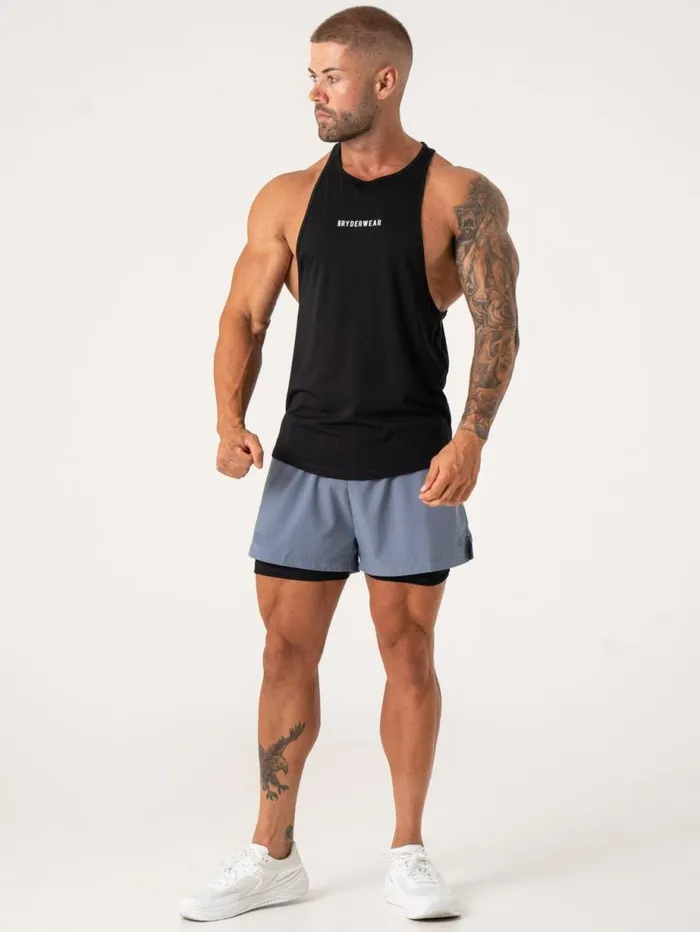 Gym Shorts Mens Ryderwear Pursuit 2 In 1 Training Shorts Denim Blue
