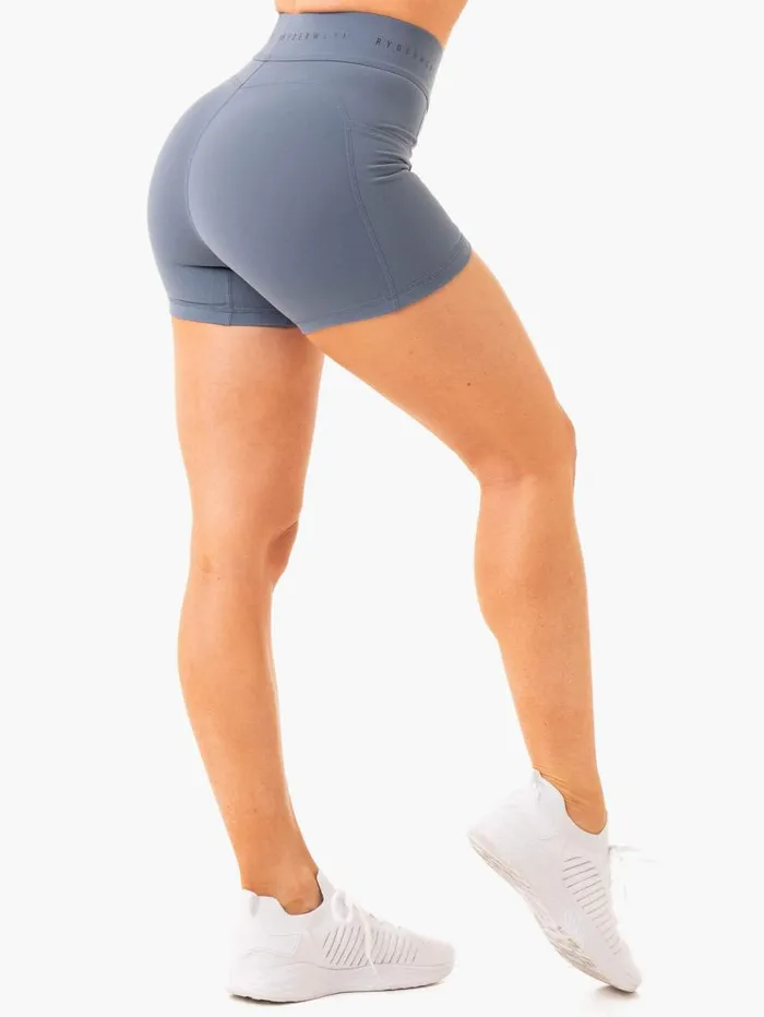 Gym Shorts Womens Ryderwear Advance Compression Short Steel Blue