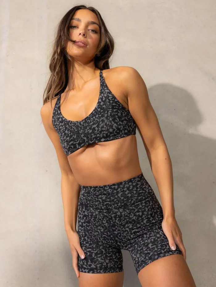 Gym Shorts Womens Ryderwear Empower High Waisted Shorts Black Leopard