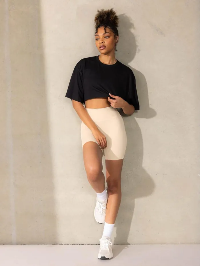 Gym Shorts Womens Ryderwear Empower High Waisted Shorts Vanilla