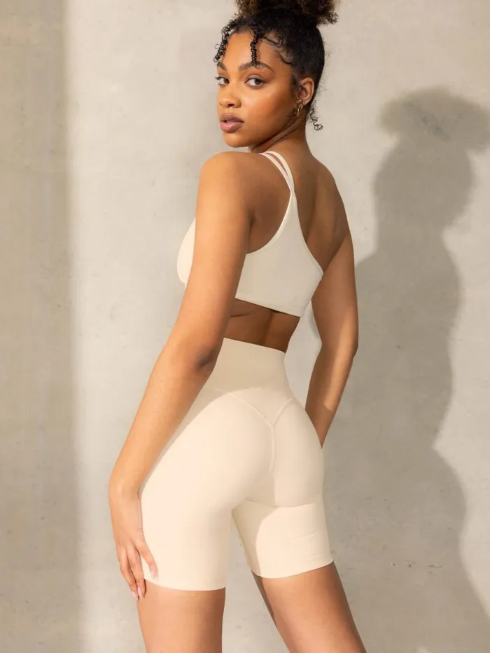 Gym Shorts Womens Ryderwear Empower High Waisted Shorts Vanilla