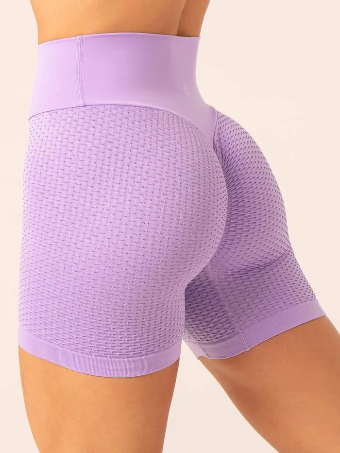 Gym Shorts Womens Ryderwear Honeycomb Scrunch Seamless Shorts Lavender