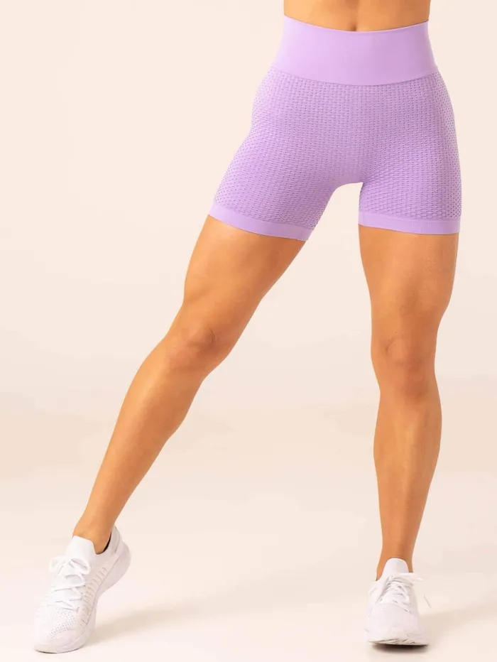Gym Shorts Womens Ryderwear Honeycomb Scrunch Seamless Shorts Lavender