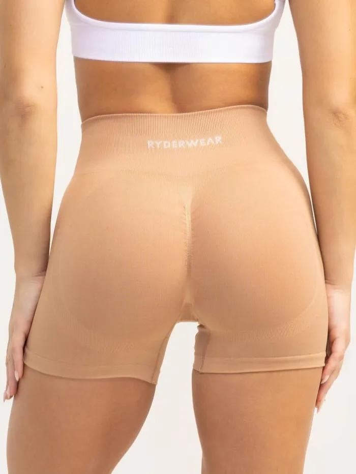 Gym Shorts Womens Ryderwear Lift 20 BBL Seamless Shorts Tan