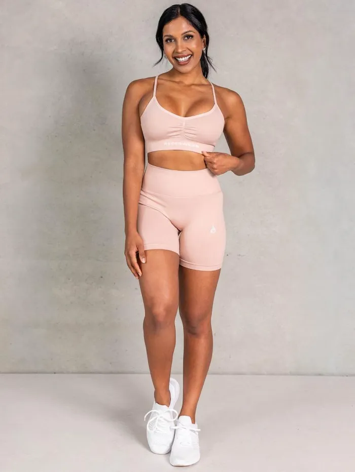 Gym Shorts Womens Ryderwear Lift BBL Scrunch Seamless Shorts Biscotti