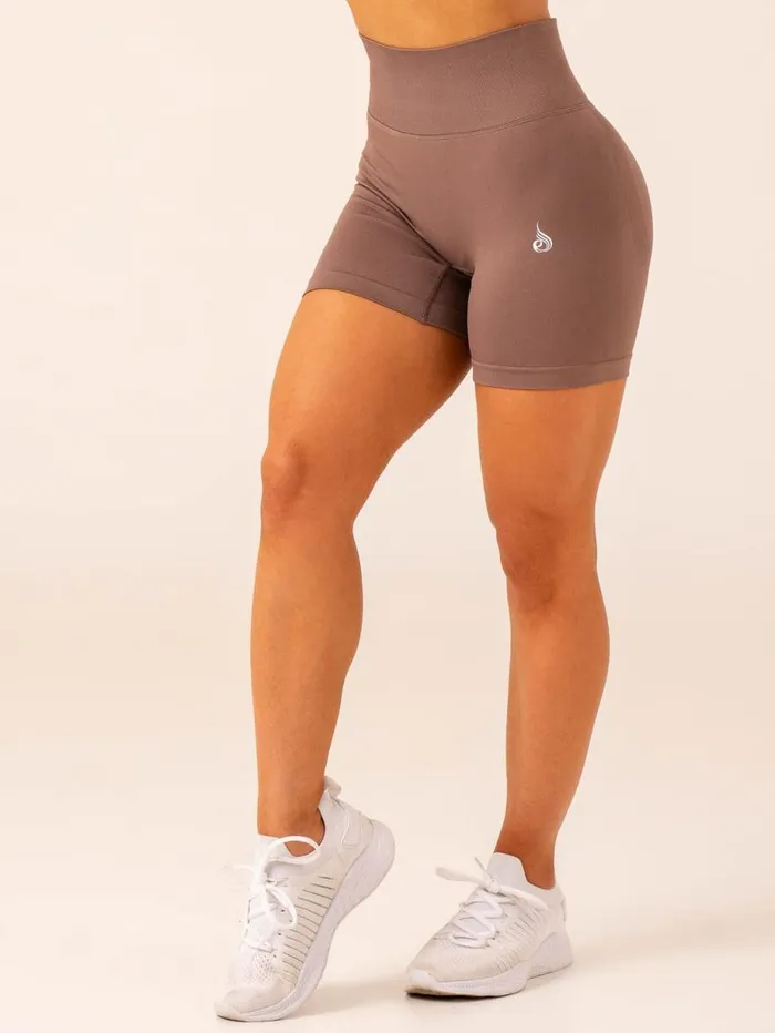 Gym Shorts Womens Ryderwear Lift BBL Scrunch Seamless Shorts Deep Taupe