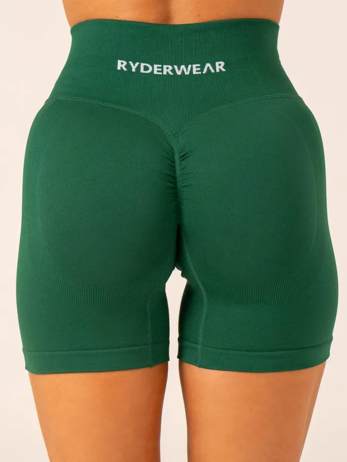 Gym Shorts Womens Ryderwear Lift BBL Scrunch Seamless Shorts Emerald