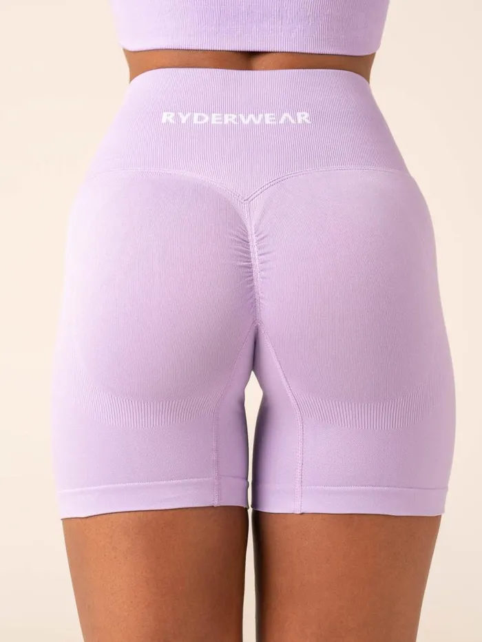 Gym Shorts Womens Ryderwear Lift BBL Scrunch Seamless Shorts Lavender