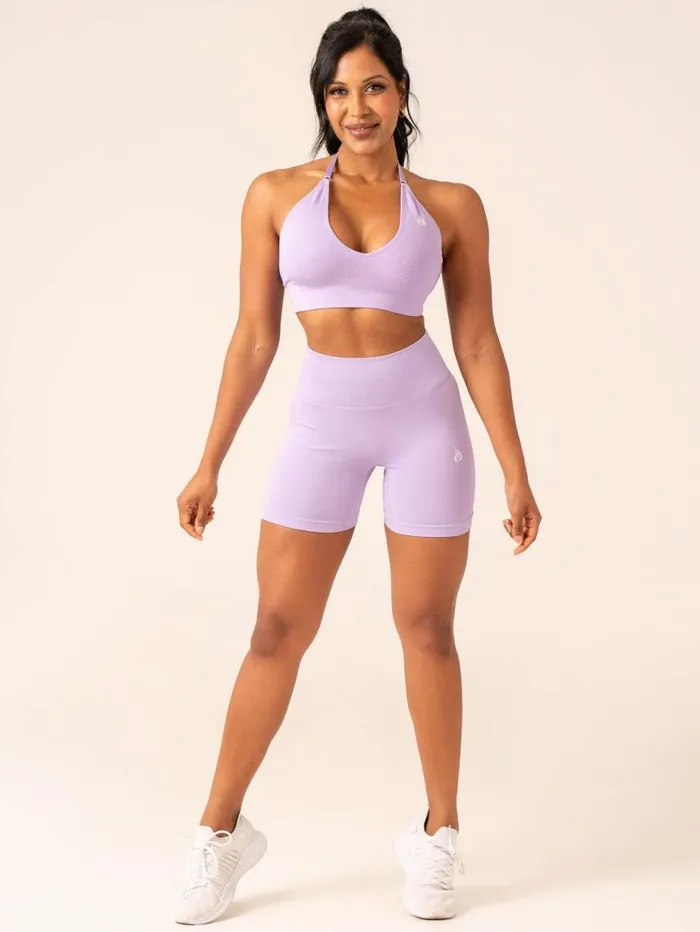 Gym Shorts Womens Ryderwear Lift BBL Scrunch Seamless Shorts Lavender
