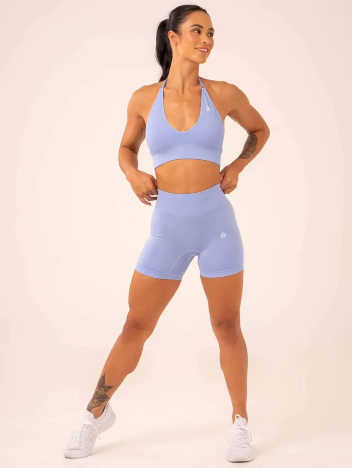 Gym Shorts Womens Ryderwear Lift Scrunch Seamless Shorts Cornflower Blue