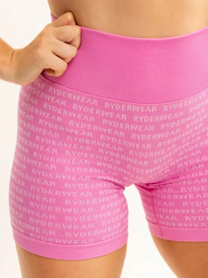 Gym Shorts Womens Ryderwear Logo Lux Seamless Shorts Pink