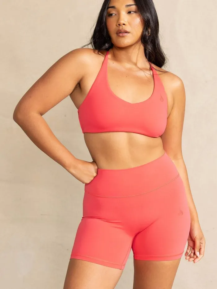 Gym Shorts Womens Ryderwear NKD High Waisted Scrunch Shorts Neon Salmon