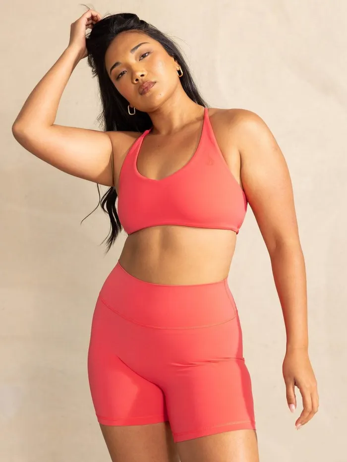 Gym Shorts Womens Ryderwear NKD High Waisted Scrunch Shorts Neon Salmon