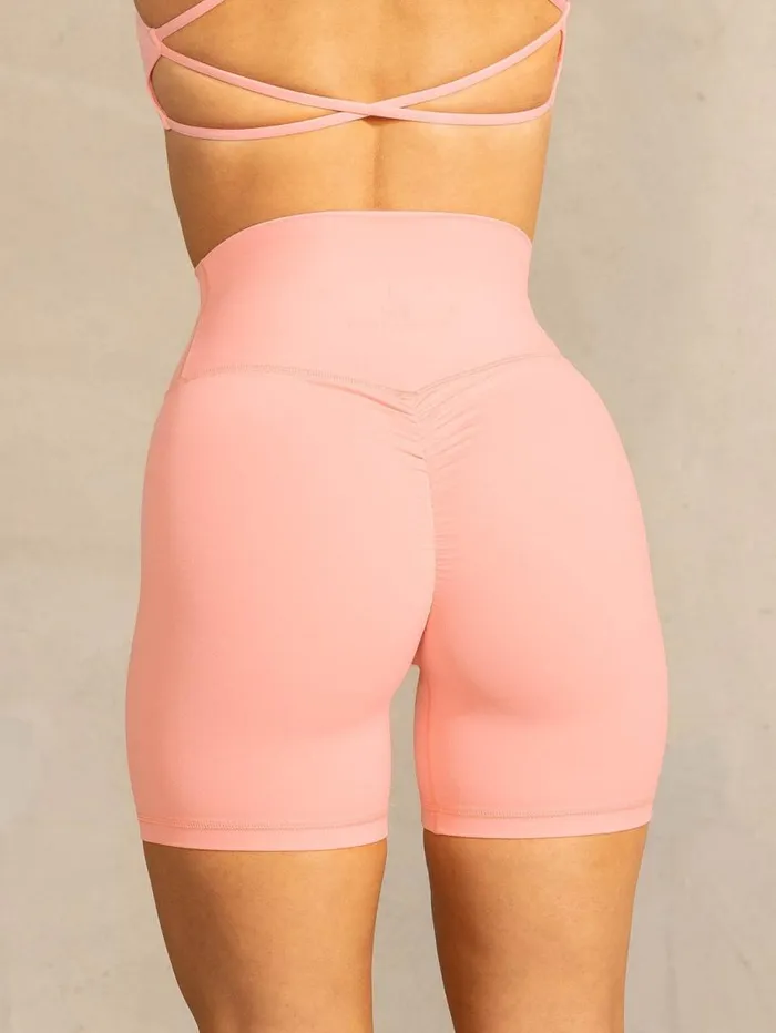 Gym Shorts Womens Ryderwear NKD High Waisted Scrunch Shorts Pink