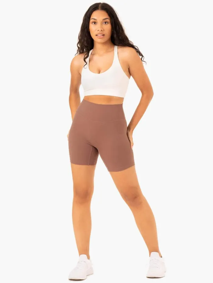 Gym Shorts Womens Ryderwear NKD Refine High Waisted Shorts Mocha