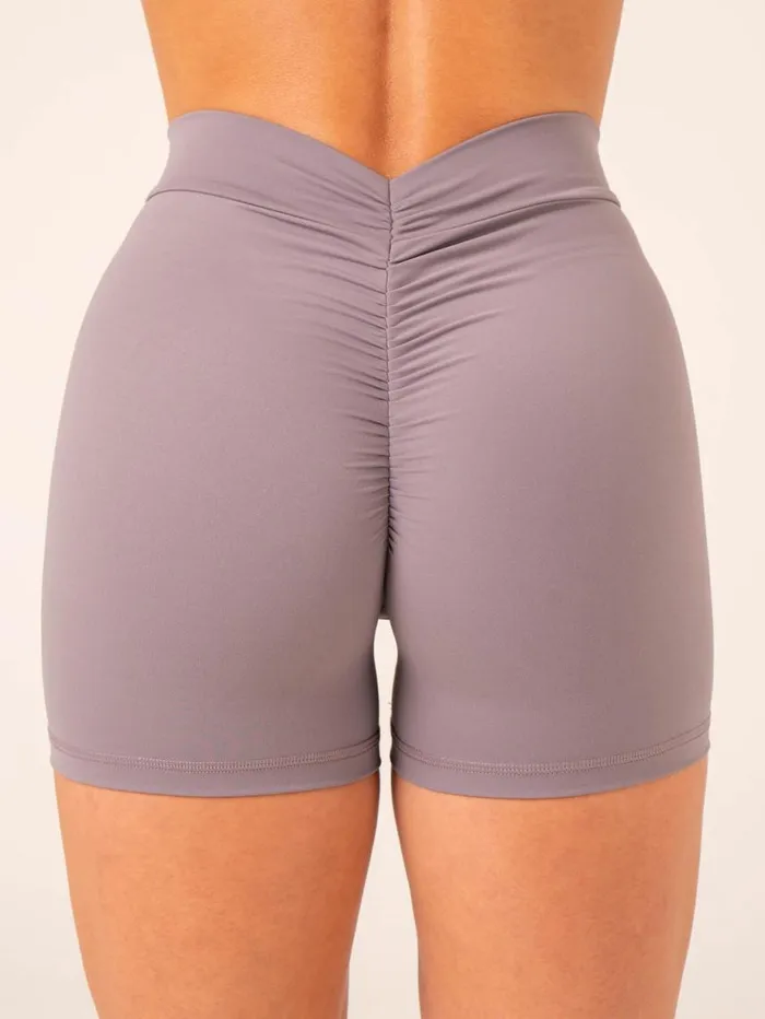 Gym Shorts Womens Ryderwear NKD V Scrunch Shorts Charcoal