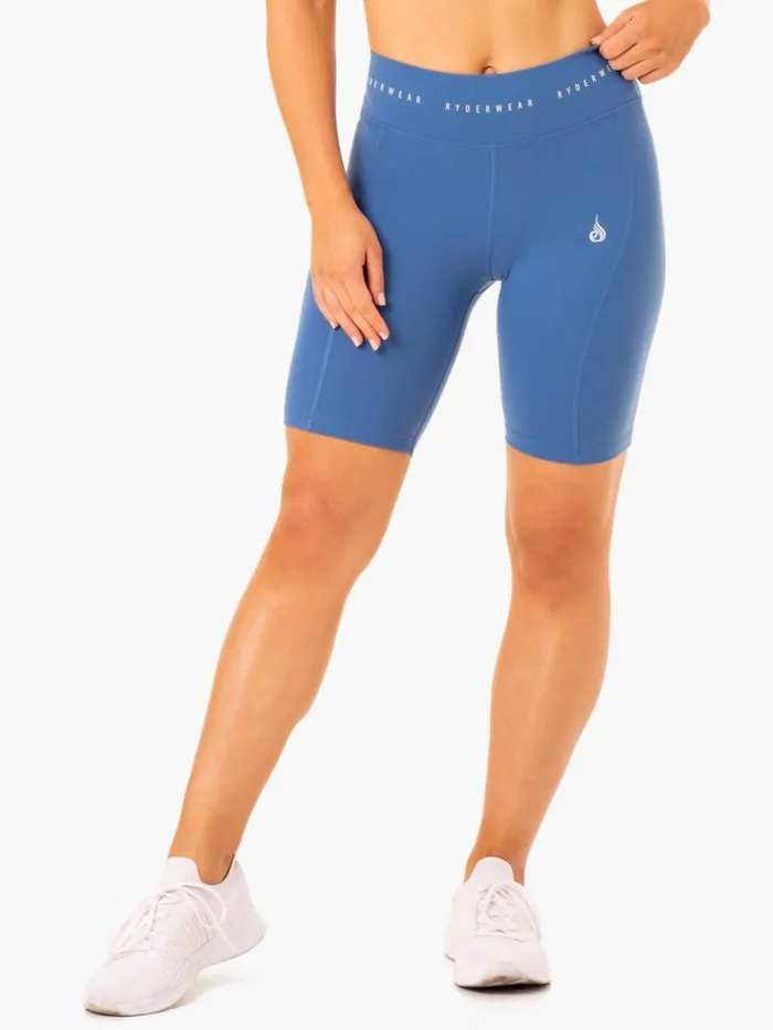 Gym Shorts Womens Ryderwear Reflex High Waisted Bike Shorts Blue