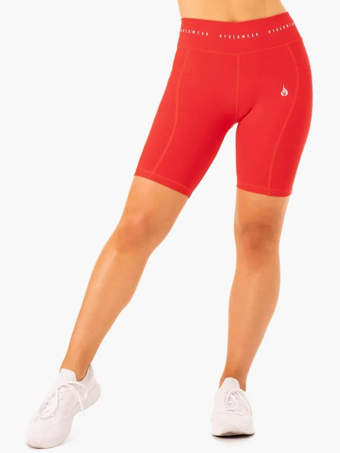 Gym Shorts Womens Ryderwear Reflex High Waisted Bike Shorts Red