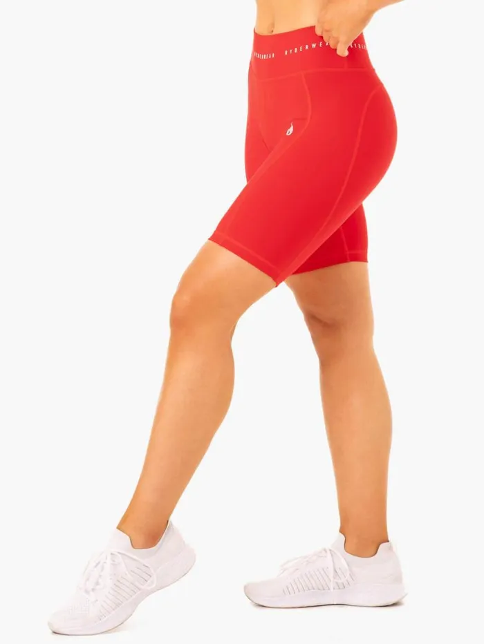 Gym Shorts Womens Ryderwear Reflex High Waisted Bike Shorts Red
