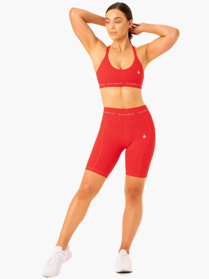 Gym Shorts Womens Ryderwear Reflex High Waisted Bike Shorts Red