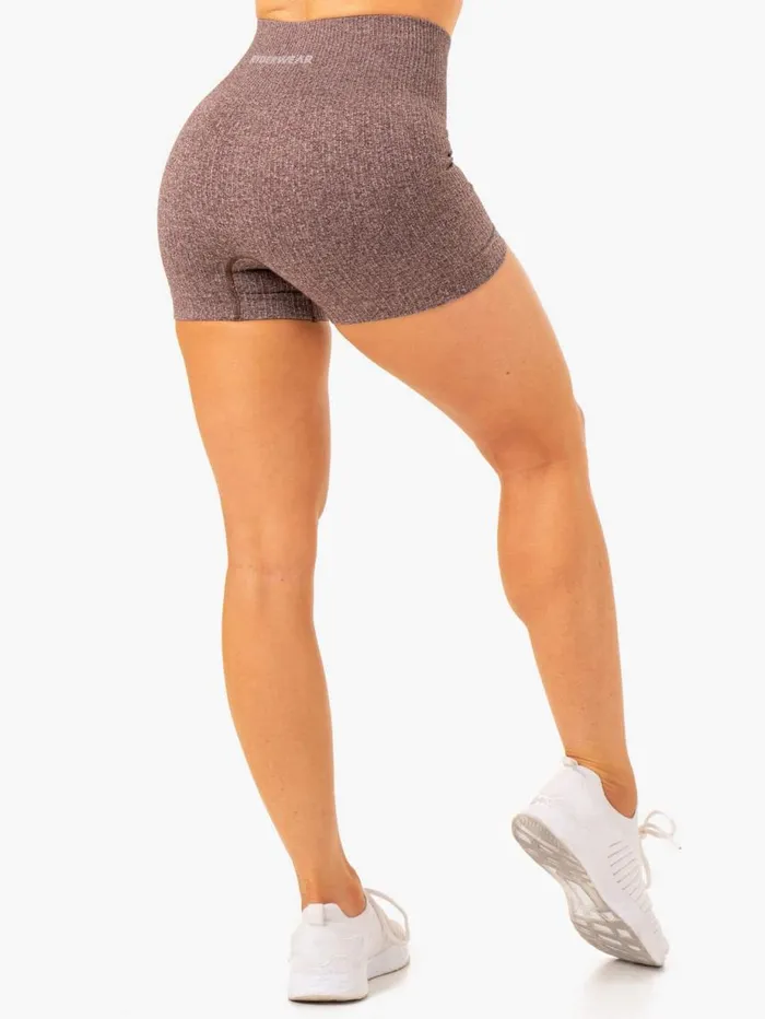 Gym Shorts Womens Ryderwear Rib Seamless Shorts Chocolate Marl