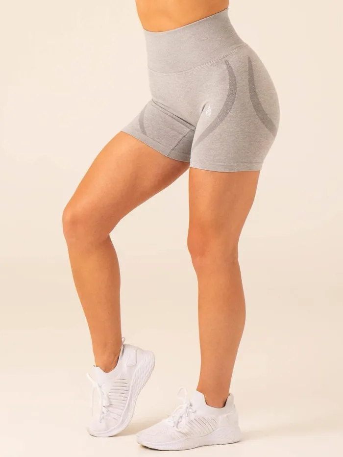 Gym Shorts Womens Ryderwear Sculpt Seamless Shorts Light Grey Marl