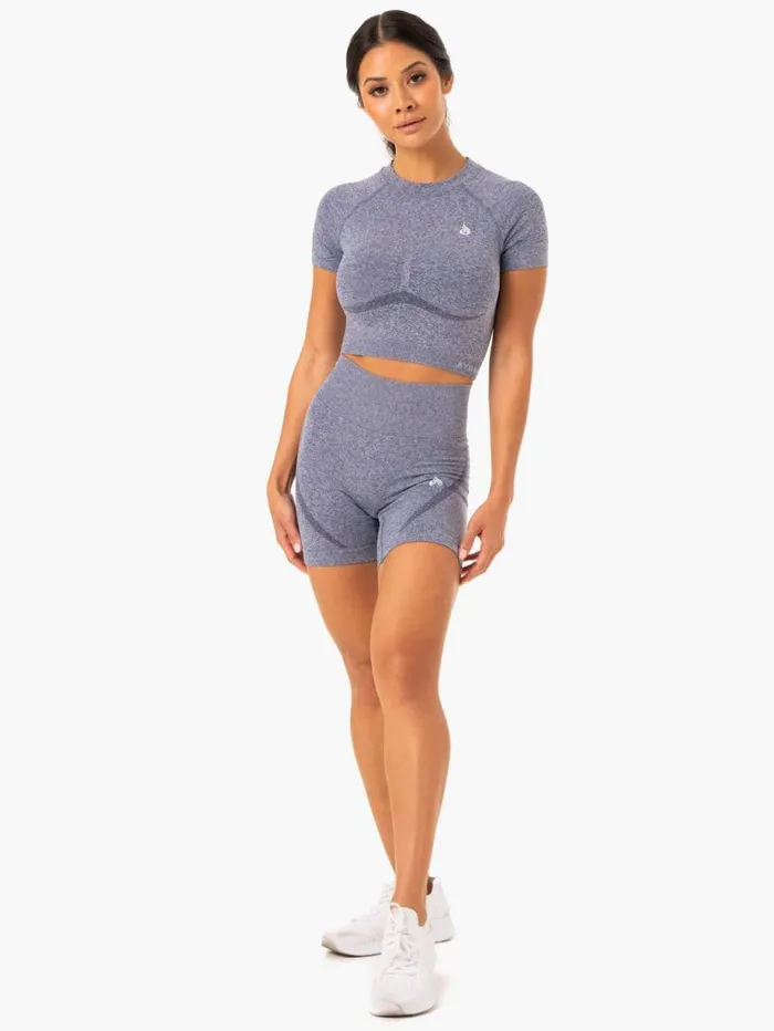 Gym Shorts Womens Ryderwear Sculpt Seamless Shorts Navy Marl