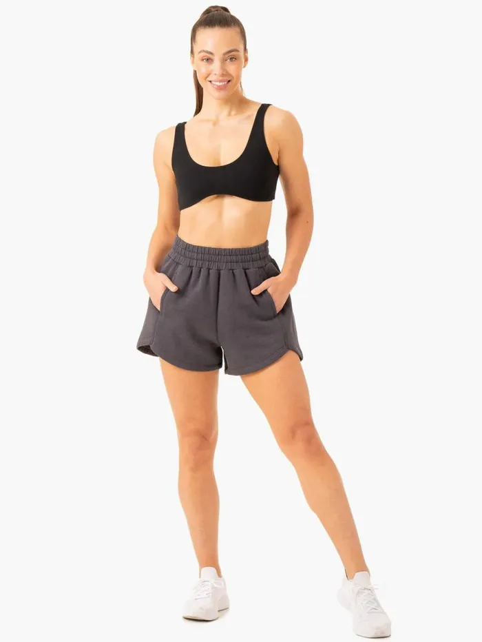 Gym Shorts Womens Ryderwear Sideline Track Shorts Charcoal