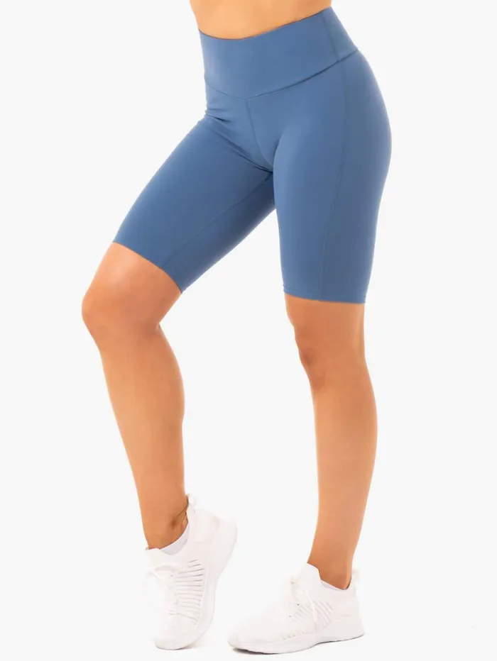 Gym Shorts Womens Ryderwear Staples Bike Shorts Steel Blue