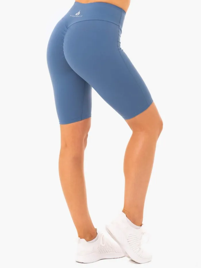 Gym Shorts Womens Ryderwear Staples Bike Shorts Steel Blue