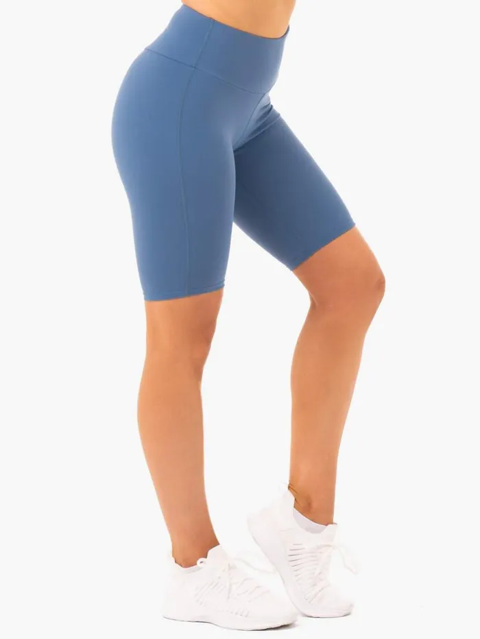 Gym Shorts Womens Ryderwear Staples Bike Shorts Steel Blue