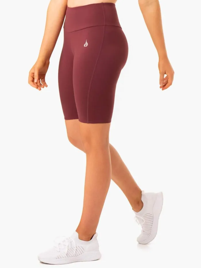 Gym Shorts Womens Ryderwear Staples Scrunch Bum Bike Shorts Burgundy