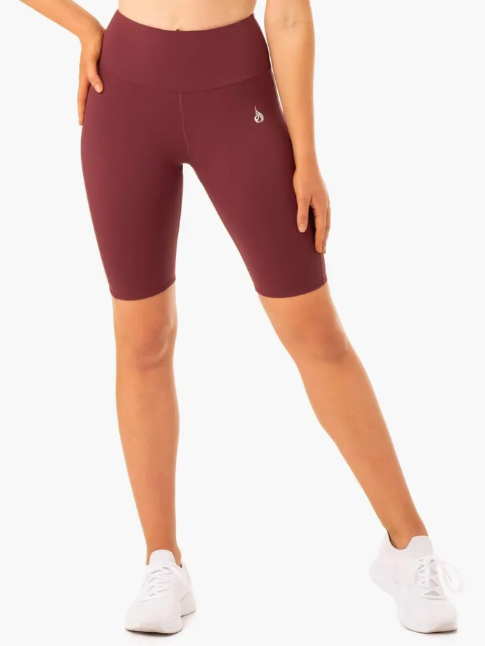 Gym Shorts Womens Ryderwear Staples Scrunch Bum Bike Shorts Burgundy