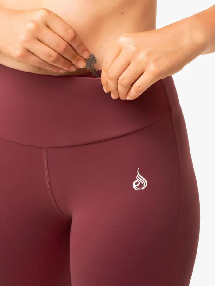 Gym Shorts Womens Ryderwear Staples Scrunch Bum Bike Shorts Burgundy
