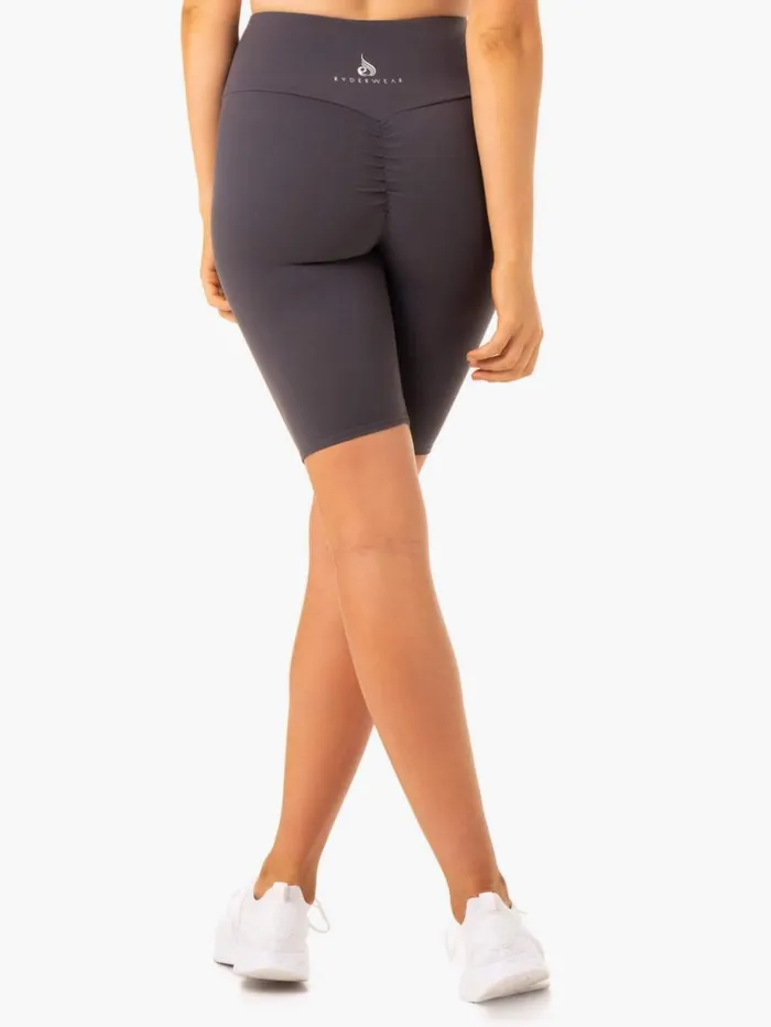Gym Shorts Womens Ryderwear Staples Scrunch Bum Bike Shorts Charcoal