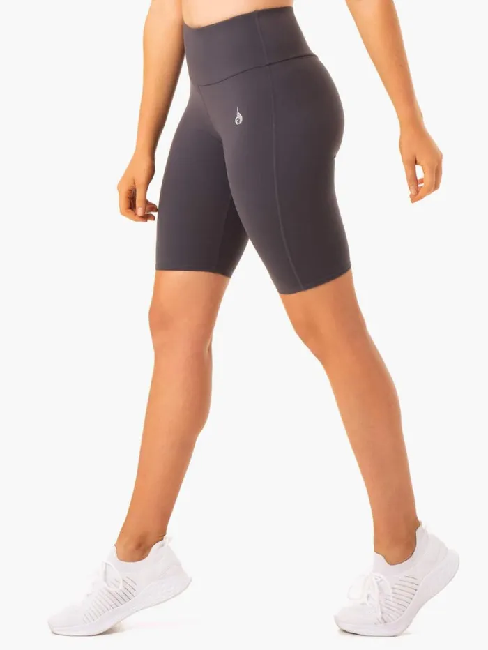 Gym Shorts Womens Ryderwear Staples Scrunch Bum Bike Shorts Charcoal