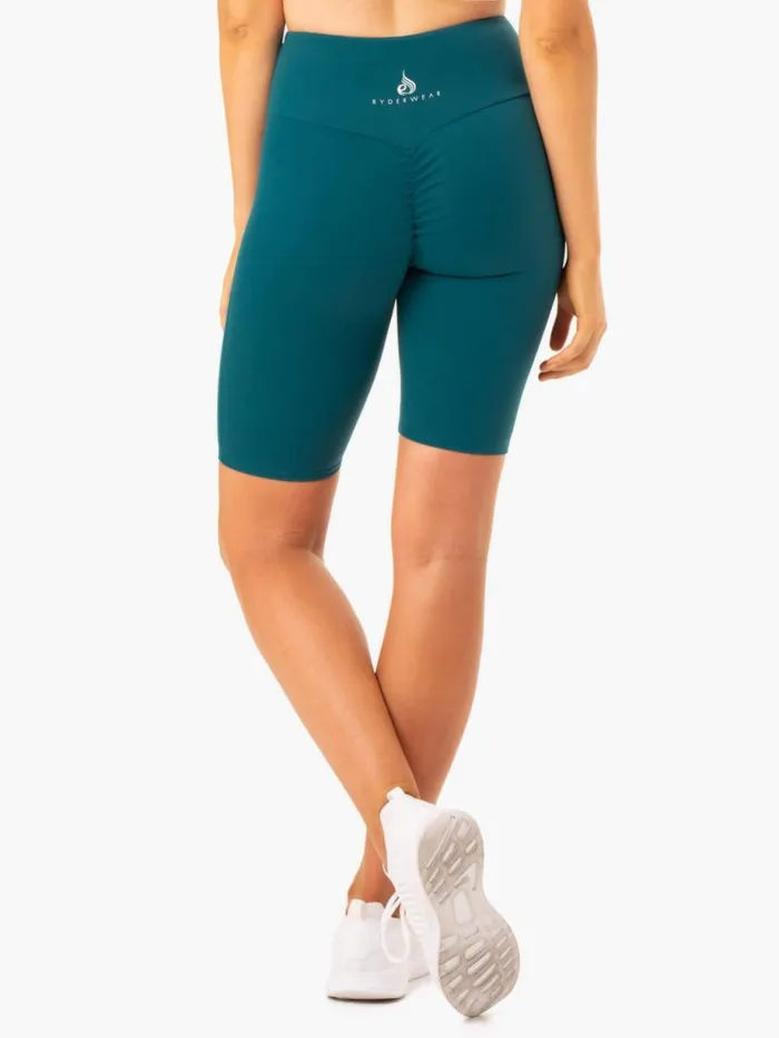 Gym Shorts Womens Ryderwear Staples Scrunch Bum Bike Shorts Emerald