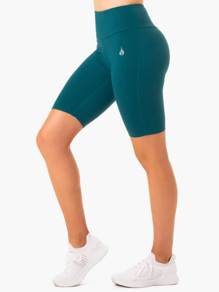 Gym Shorts Womens Ryderwear Staples Scrunch Bum Bike Shorts Emerald